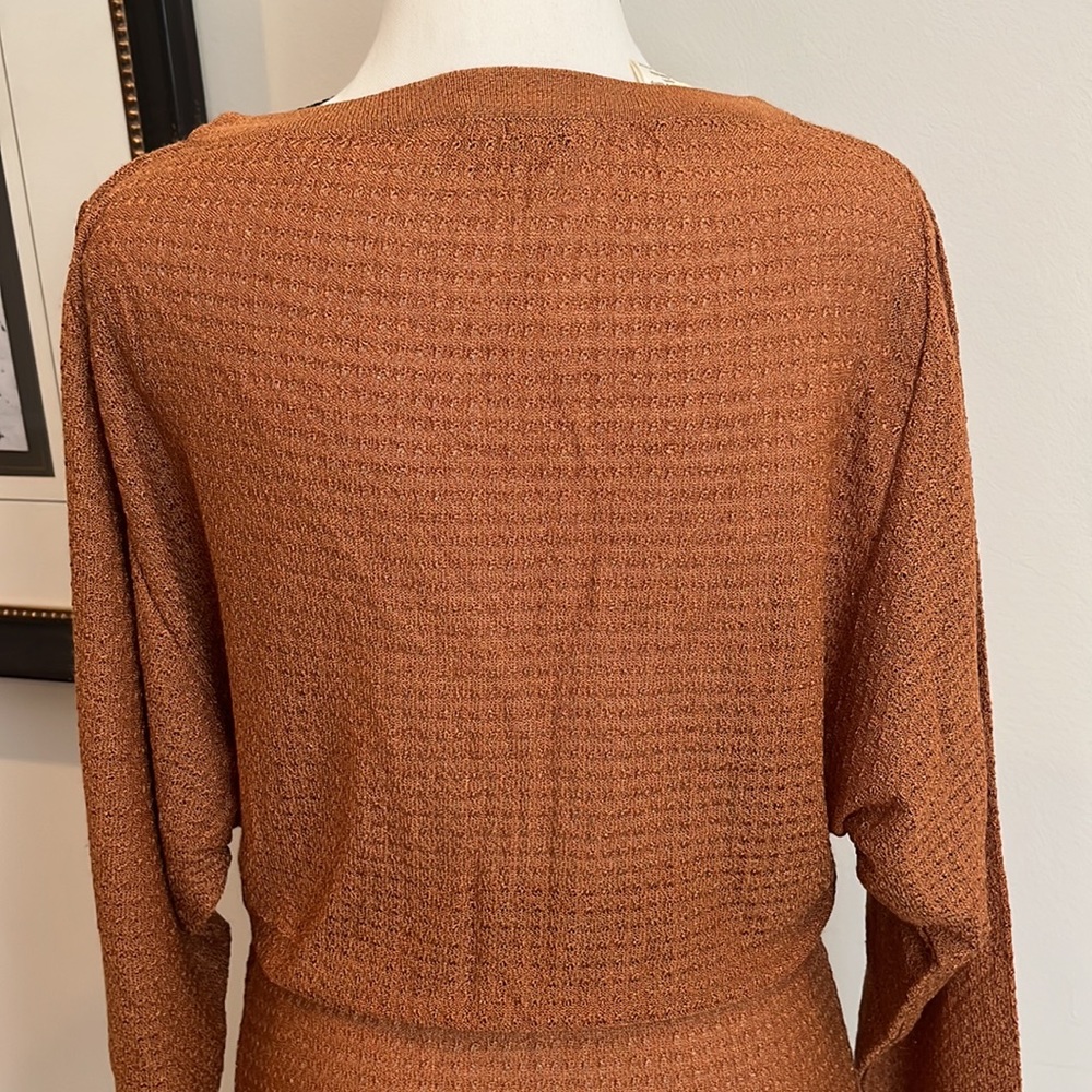 Outlander Vintage Dress Thin Knit Long Sleeve Made in Italy Medium Pumpkin Fall - Picture 9 of 15